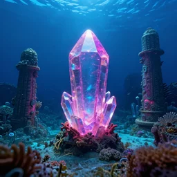 underwater lost city of atlantis, neon crystal