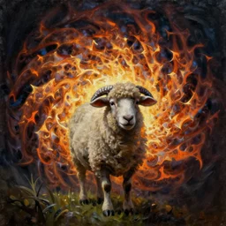 a fractal flame created by the electric sheep, oil on canvas painting.