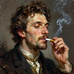 painted portrait of perer - pan smoking cigare, fantasy intricate elegant extremely detailed digital painting trending artstation concept art sharp focus illustration art by gustave courbet greg rutkowski craig mullins