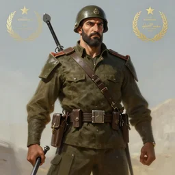! kurdish! legionnaire soldier, highly detailed, digital painting, artstation, award winning art, sharp focus, incredibly strong and tall