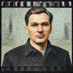 35mm film, a soviet man portrait, frontal view, middle plane, artistation render