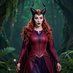 scarlet witch as maleficent, naturel, hyper detailed, digital art, trending in artstation, cinematic lighting, studio quality, smooth render, unreal engine 5 rendered, octane rendered, art style by klimt and nixeu and ian sprigger and wlop and krenz cushart