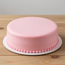 A photo of a swedish princess cake from the side on a wooden table, covered with pink marzipan, some powder sugar and a green marzipan leaf in the center. Sunset. 4K. Atmospheric lighting. High detail. Artistic. Delicious.