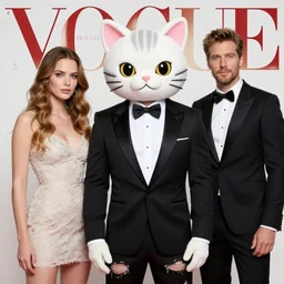 cute fashion vogue kittycat man man wearing a cat costume wearing a tuxedo ripped physique anna podedworna gerald brom bastien grivet greg rutkowski portrait