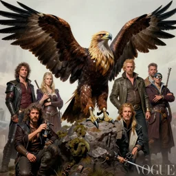 quarter length vogue photo portrait of a male aarakocra anthropomorphic eagle, d & d, fantasy, greg rutkowski, frank frazetta, alexandre chaudret, boris vallejo, michael whelan, miro petrov, hr giger, magali villeneuve, donato giancola