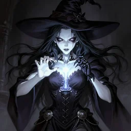 Stern looking grown up anime women as a evil witch with pale white skin casting a spell ,robotic evil eyes , artstation , 4K , Highly detailed , high quality , dramatic lighting , drawn by anyone  , elegant, highly detailed, centered, digital painting, artstation, concept art, artgerm, donato giancola, Joseph Christian Leyendecker, WLOP, Boris Vallejo, Artgerm