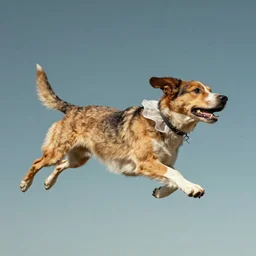 Shakespeare style, a dog flying in the sky
