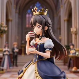 profile portrait of a nendoroid anime fairytale princess wearing a crown eating cakes in the cathedral, nicoletta ceccoli, mark ryden, lostfish, max fleischer, depth of field, detailed and intricate gothic environment, 8 k resolution, hyperrealistic, octane render