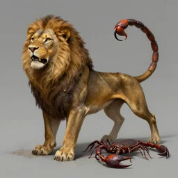 manticore concept, lion body, scorpion tail, beksinski