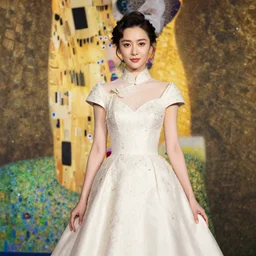 actress carina lau ka ling with chinese princess dress, style by gustav klimt