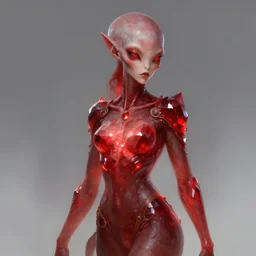 red crystal alien girl, fantasy art, trending on artstation