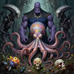 the platonic ideal of flowers, rotting, insects and praying of cletus kasady carnage thanos dementor hades chtulu mandelbulb schpongle octopus bioshock xenomorph baraka dead space, ego death, decay, dmt, psilocybin, concept art by randy vargas and zdzisław beksinski