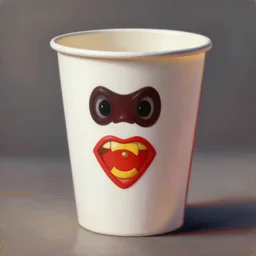 white red paper cup as a cartoon character, superhero!!!, hyperrealistic, highly detailed, cinematic, volumetric sunlight, beautiful, cgssociety, artstation, 8 k, oil painting by greg rutkowski, by artgerm, by wlop