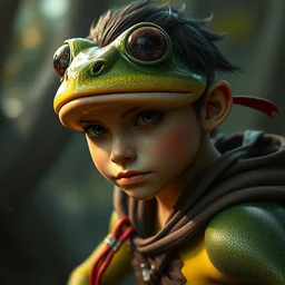 portrait super hero frog 🐸 young, style artstation, style greg rutkowski comic art book, biopunk, octane render, unreal engine 6, epic game graphics
