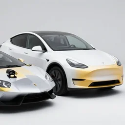 still photo of a mix between tesla and lamborghini with tesla features, highly detailed, photorealistic portrait, bright studio setting, studio lighting, crisp quality and light reflections, unreal engine 5 quality render