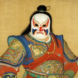 warrior, wearing mask, character design, ming dynasty, colorful, painting by gaston bussiere, craig mullins, j. c. leyendecker, tom of finland