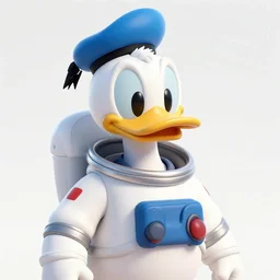 Donald Duck wearing a space suit