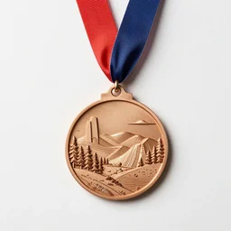 leather-bound medal on ribbon, studio product photography, isolated on a pure white background, centered, entire object in frame, sharp focus, soft studio lighting