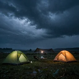 stormy night, campsite