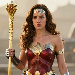 film still of sadie sink playing wonder women, hd, 8 k, high resolution, cinematic, golden hour lighting, beautiful hair, holding golden whip