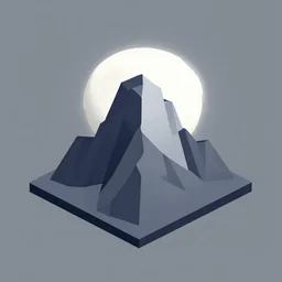 geometric design minimalist isometric mountain with full moon behind the top, trending on artstation, 3D render, monument valley