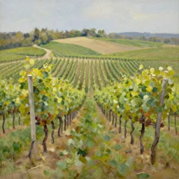 An idyllic vineyard, oil on canvas