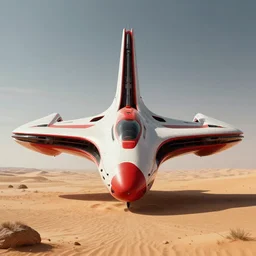 professional photograph of a beautiful neo - futuristic simplified symmetrical spacecraft landed on a desert plateau by ilm, denis villeneuve, emmanuel shiu, zaha hadid, vapor, cinematic architectural scale, red paint detail, manga, dramatic, hypercar styling, volumetric, concept art, hard surface, hyperrealism, high detail, trending on artstation, sharp focus, rendered in octane