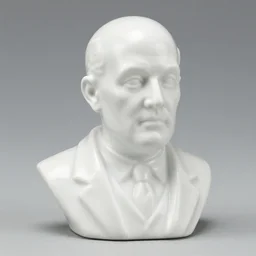 white ceramic figure of a bald professor with a bulbous head, 1 9 4 0 s decorative archive