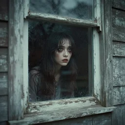 Creepy soul looking out the window, vintage photo, film photo, trending on artstation, artstationHD, artstationHQ, 4k, 8k