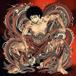 we are an egotistical organism, ukiyo - e art in the style of don lawrence