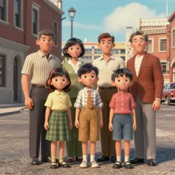 family photo in 1960s Detroit, still from a Disney & Pixar cgi film (2016)