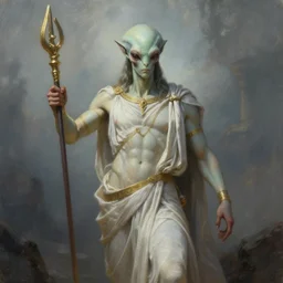 fantasy painting of Greek alien god