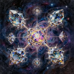 digital painting detailed cryptographic cosmic convergence within a crystal nexus, magical psionic projections, painted by Michael Whelan and dan mumford