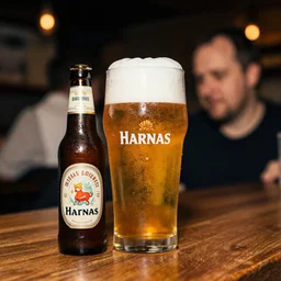 a press photograph of harnas beer