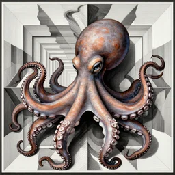 portrait of an octopus by! beksinski!, michaelangelo, mc escher tessellation, artstation