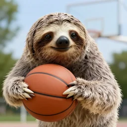 sloth playing basketball