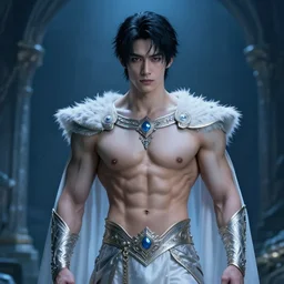 nightwish, serene, Male muscled Elven King, short black hair