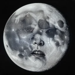 the Moon with a creepy face in the style of John Kenn Mortensen, realistic painting, high definition, digital art, matte painting, very detailed, realistic