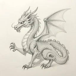 pencil sketch of a dragon