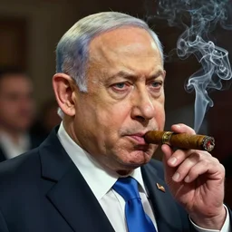 a caricature of bibi netanyahu smoking a cuban cigar, ultra realistic, highly detailed, masterpiece, cinematic by greg rutkowski, frank frazetta, beeple, christian macnevin, beeple, wlop, krenz cushart, epic character art, volumetric lighting, cgsociety