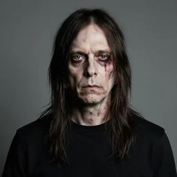 portrait of trent reznor with long hair as a zombie by lee jeffries, award winning, sony a 7 r