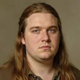 a shaman in his twenties with long light brown hair tied back, light green eyes, a large forehead, a widows peak and a round face with high cheekbones and full lips as a realistic d & d fantasy character, portrait art by donato giancola and greg rutkowski, vintage retro, realistic face, digital art, trending on artstation