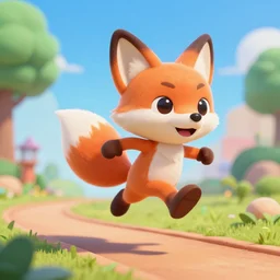 happy 3 d fox jumping, concept art, endless running game, exciting, beautiful, blender, trending on artstation