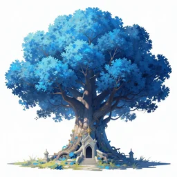 digital art, concept art, divine, massive scale, giant azure tree, magical, colorful, in the distance