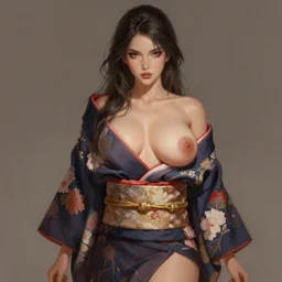 matte painting of a beautiful and voluptuous woman in a kimono, artstation painting, global light, by viktoria gavrilenko, rossdraws, sam yang