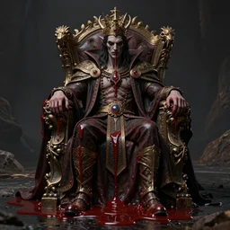 the pisslord on his puddle throne, photorealistic, hyperrealistic, d & d, dungeons and dragons, dark fantasy art, satanic, urine, evil, regal, ( surreal )