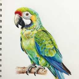 a beautiful color pencil drawing of a parrot by chuppy lim, coloring book, colorful, smooth lines, artstation, 8K, very detailed