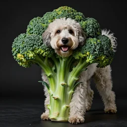 labradoodle fur is brocolli with stems picture