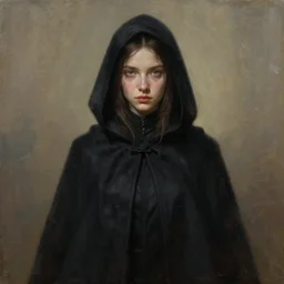 perfectly - centered - portrait of a girl wearing black cloak, intricate, highly detailed, digital painting, artstation, concept art, sharp focus, illustration, oil painting, unreal engine 5, 8 k, art by artgerm and james jean and greg rutkowski