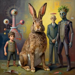 rabbit groot by artstation, deviantart, artfol, artbox, cgsociety, gfxartist, artful, zatista, artpal, instagram, blendernation, frank stella, beeple, giger, kopera, zawadzki, abstract, surrealism, hyperrealism, futurism 4 k, octane